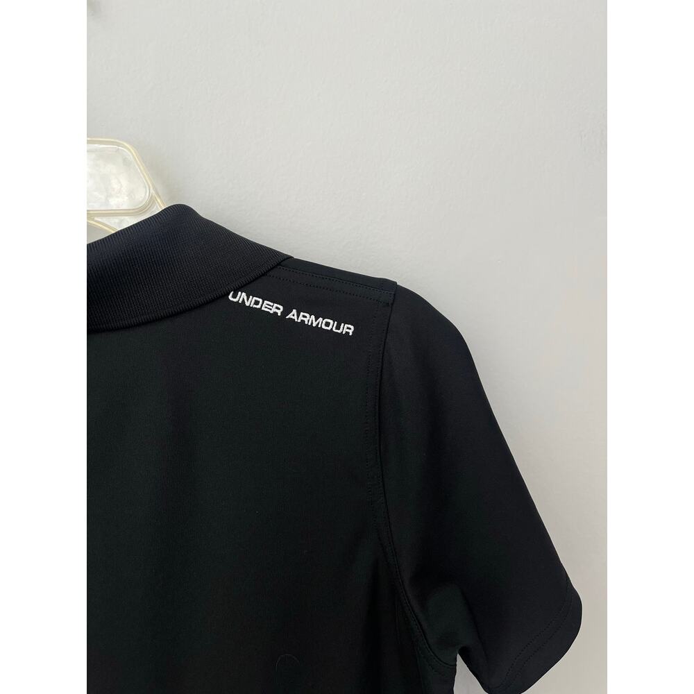 Under Armour Matchplay Polo Shirt Black Short Sleeves Golf Boys Youth Large - Picture 3 of 6